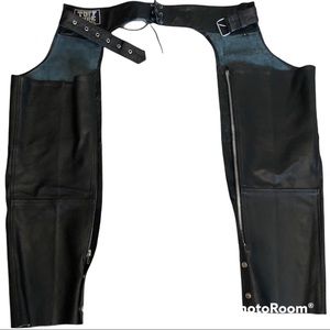 TUFF HIDE APPAREL BLACK LEATHER MOTORCYCLE CHAPS
